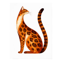 Bengal Katt Profil Akvarell
