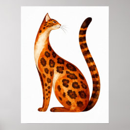 Bengal Katt Profil Akvarell Poster