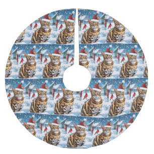 Bengal katt vinterundret julglädje julgransmatta borstad polyester