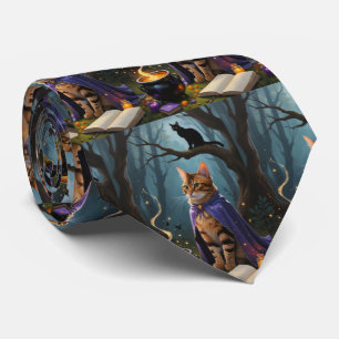 Bengal katt Whimsical Halloween-målning Slips