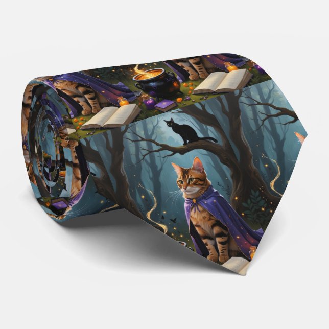Bengal katt Whimsical Halloween-målning  Slips (Rullad)