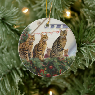 Bengal katter julkryssning: Pawsome Holiday Julgransprydnad Keramik