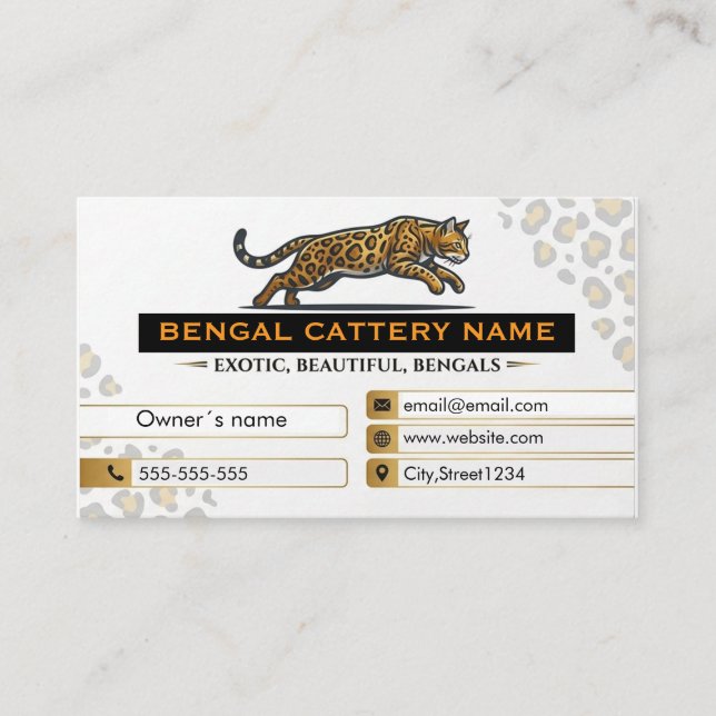 Bengal Katteri Affärskort Visitkort (Framsida)
