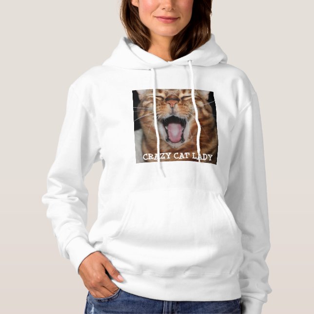 Bengal kattkvinna Hoodie "GALEN KATTDAM ", T Shirt (Framsida)