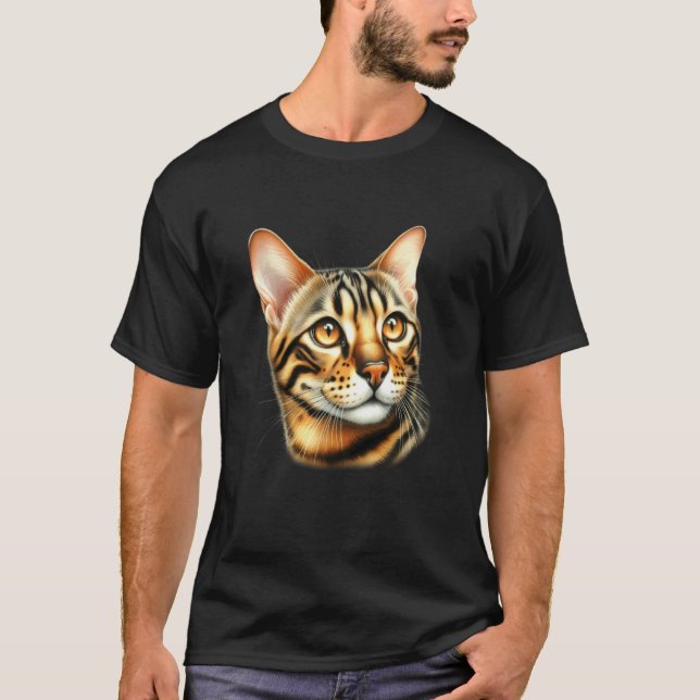 Bengal kattporträtt t shirt (Framsida)
