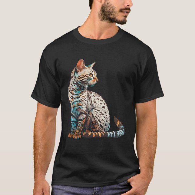 Bengal Kattras Färgrik Mor Dam T Shirt (Framsida)