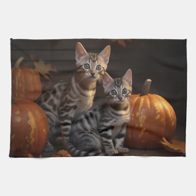 Bengal kattunge Höstglädje Pumpa  Kökshandduk (Horisontell)