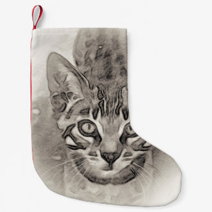 Bengal kattungeteckning liten julstrumpa