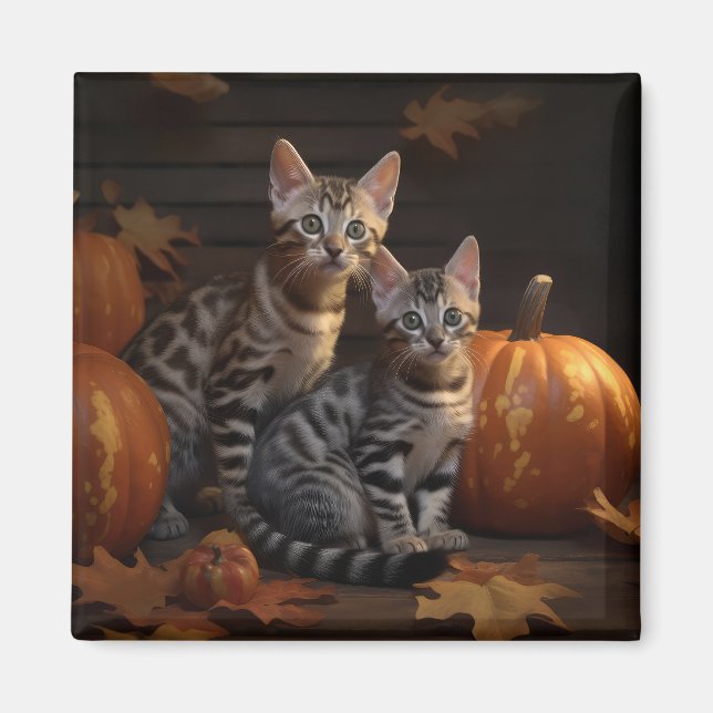 Bengal Kitten Heumn Delight Pumpkin Magnet (Framsidan)