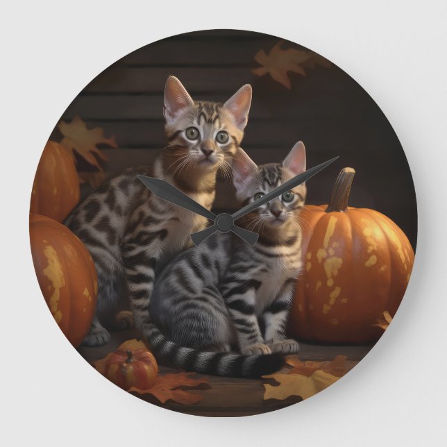 Bengal Kitten Heumn Delight Pumpkin Stor Klocka (Framsida)