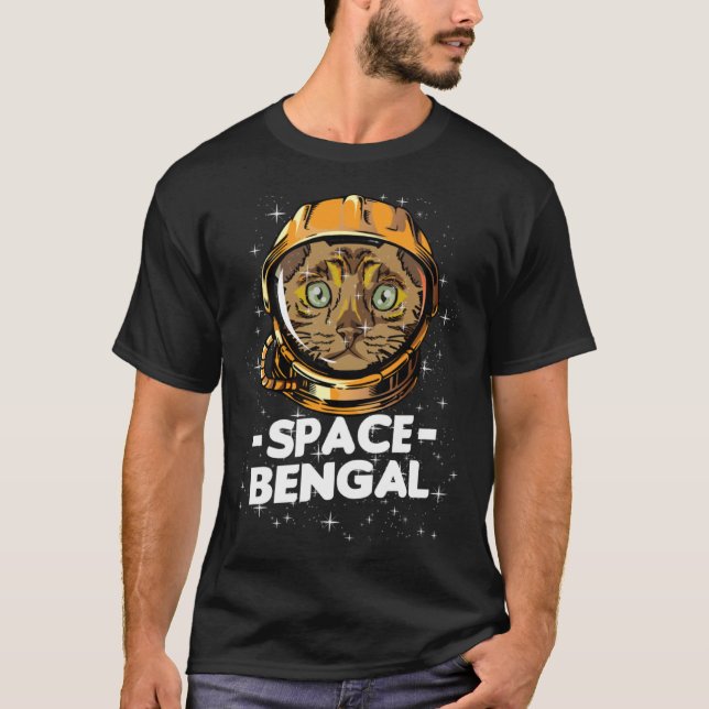 Bengal Space Astronaut Cat Person Mum T Shirt (Framsida)