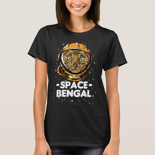 Bengal Space Astronaut Cat Person Mum T Shirt (Framsida)