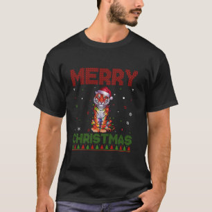 Bengal Tiger Älskare Santa Hat Funny Ugly jul T Shirt