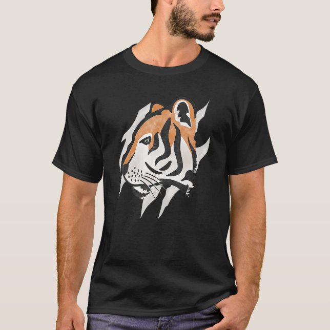 Bengal Tiger Ansikte och Klo Wildlife 1 T Shirt (Framsida)
