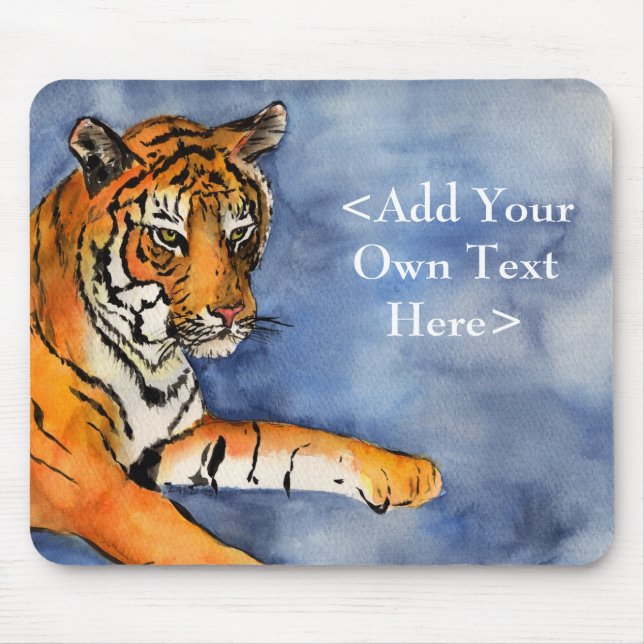 Bengal Tiger Art Watercolor Painting Mousepad Musmatta (Framsidan)