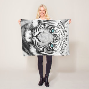 Bengal Tiger Baby, födelsepost Birth Stat Keepsaké Fleecefilt