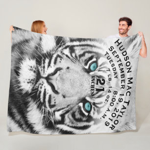 Bengal Tiger Baby Pojke Födelsestadistik Vit Tiger Fleecefilt