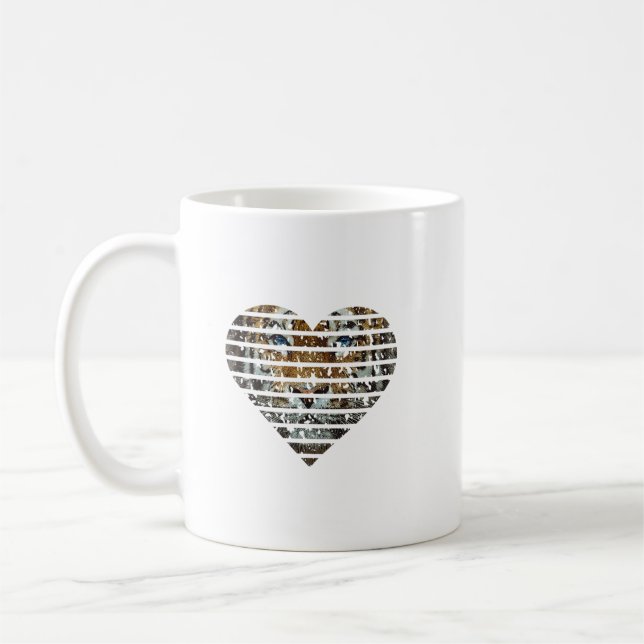 Bengal Tiger Endangered Distressed Heart Lover Cat Kaffemugg (Vänster)