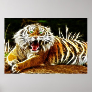 Bengal Tiger Glowing El 1 Poster