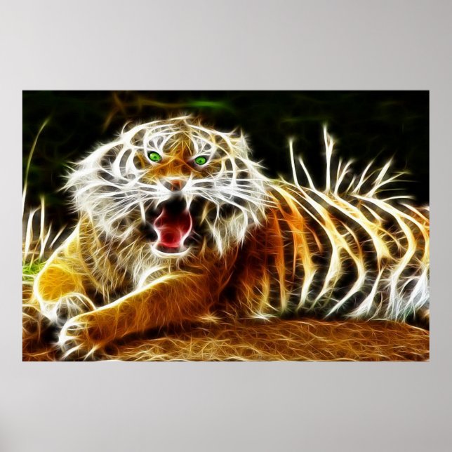 Bengal Tiger Glowing El 1 Poster (Framsidan)