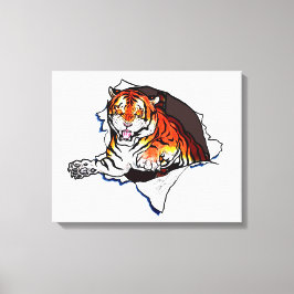 Bengal Tiger hoppar ut! Canvastryck