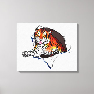 Bengal Tiger hoppar ut! Canvastryck