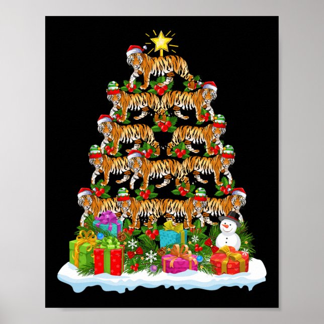 Bengal Tiger Julgran Lighting Santa Bengal Poster (Framsidan)