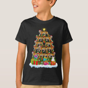Bengal Tiger Julgran Lighting Santa Bengal T Shirt