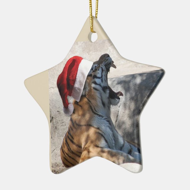 Bengal Tiger Jultomten Julgransprydnad Keramik (Vänster)