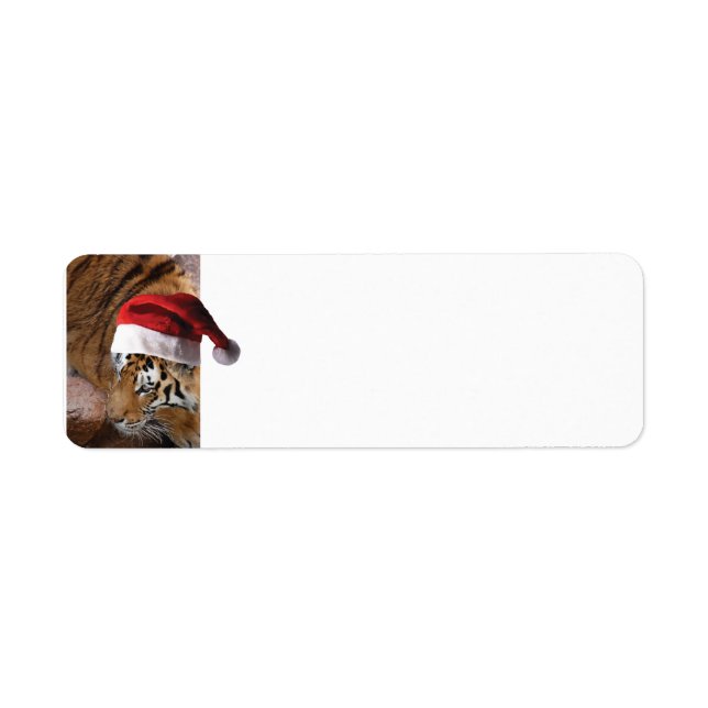 Bengal Tiger Jultomten Returadress Etikett (Framsidan)
