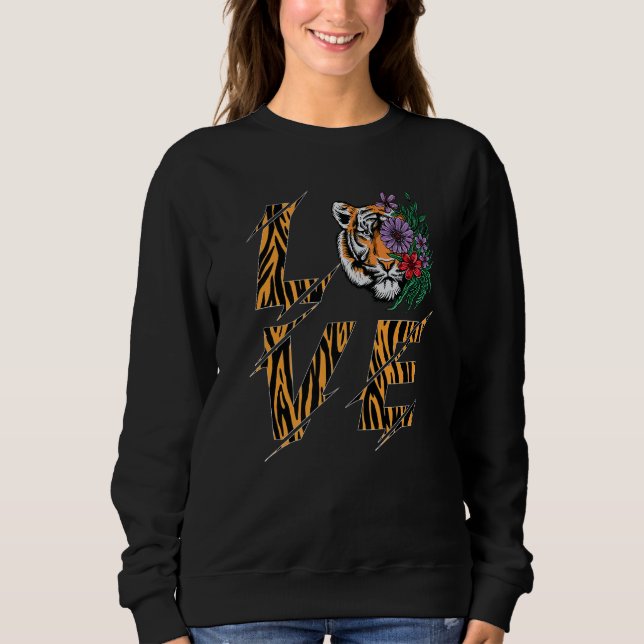 Bengal Tiger Kärlek Flower T Shirt (Framsida)