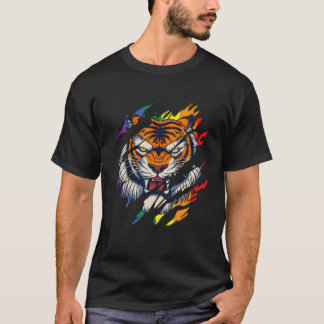 Bengal Tiger LGBT Gay pride Tiger Scratch Tear T Shirt