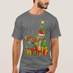 Bengal Tiger Lighting Julafton Träd Santa Bengal T Shirt