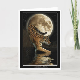 Bengal TIGER- & måneHälsning-kort Helgkort