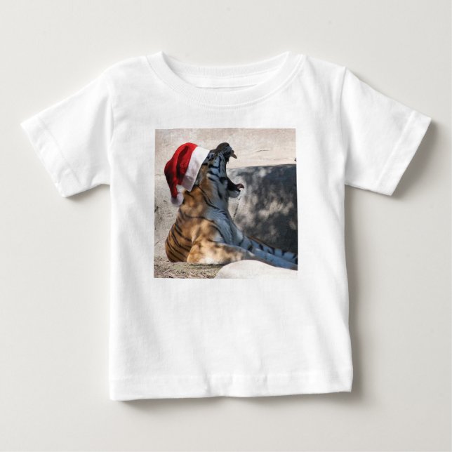 Bengal Tiger med jultomten i julklapp Tee (Framsida)