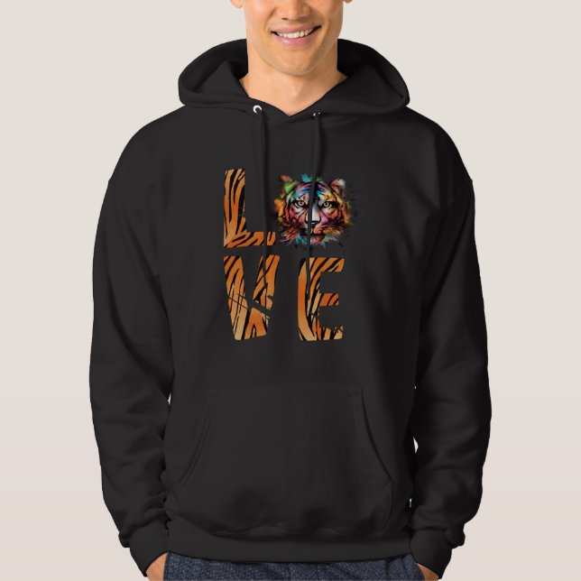 Bengal Tiger Paint Love Bengal Tiger  Tiger Head Hoodie (Framsida)
