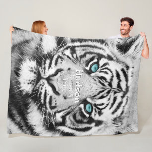 Bengal Tiger Personlig White Tiger Fleecefilt