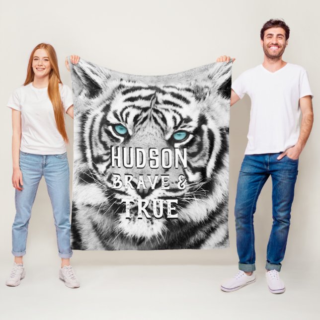 Bengal Tiger Personlig White Tiger Fleecefilt (På plats)