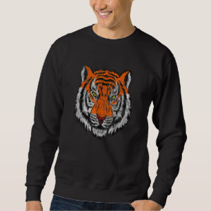Bengal Tiger Rand Ansikte Mask Lång Ärmad Tröja