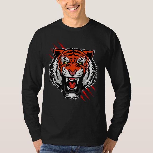 Bengal Tiger Rand Ansikte Mask T Shirt (Framsida)