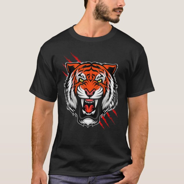 Bengal Tiger Rand Ansikte Mask T Shirt (Framsida)