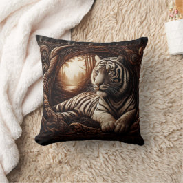 Bengal Tiger Relaxing in Woodland at Dusk Kudde
