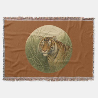 Bengal Tiger Saddle Brown Throw Blanket Filt