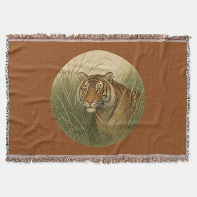 Bengal Tiger Saddle Brown Throw Blanket Filt (Framsidan)