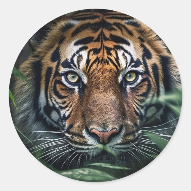 Bengal Tiger Sticker Runt Klistermärke (Framsida)
