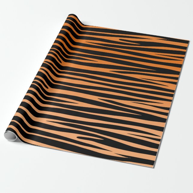 Bengal Tiger stripes wildlife cat animal fur print Presentpapper (Utrullad)