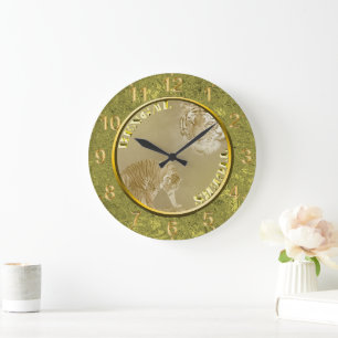 Bengal Tigers Guld Coin, Lge Wall Clock Stor Klocka