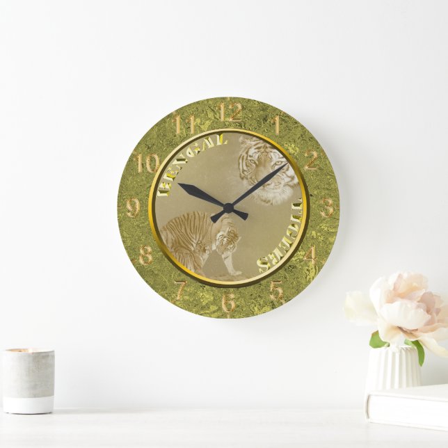 Bengal Tigers Guld Coin, Lge Wall Clock Stor Klocka (Hem)