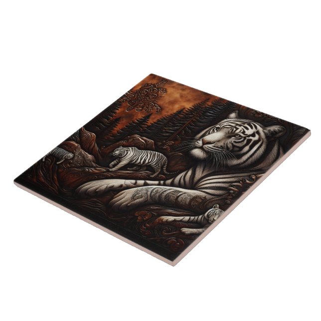 Bengal Tigers i en tät skog i Dusk Kakelplatta (Sidan)