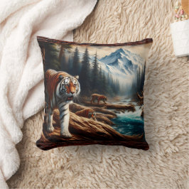 Bengal Tigers nära Mountain Stream på Dawn Kudde